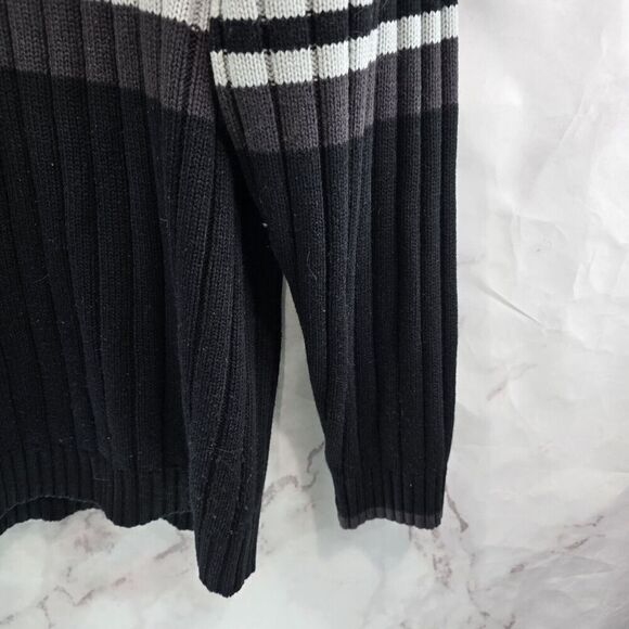 Vintage Southpole Sweater Mens Medium Y2K Black White Striped Mock Neck - Picture 4 of 9